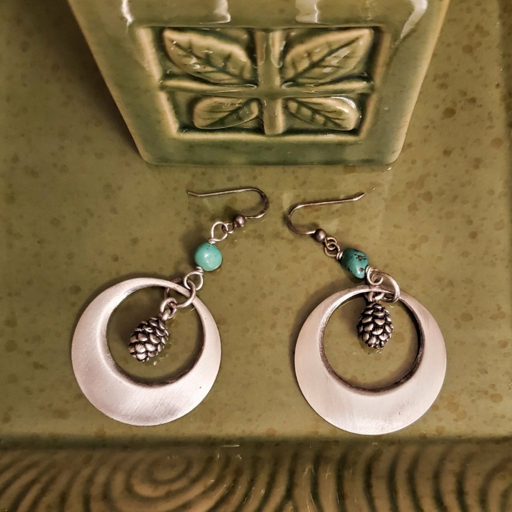 Sterling & Turquoise Pinecone Dangles